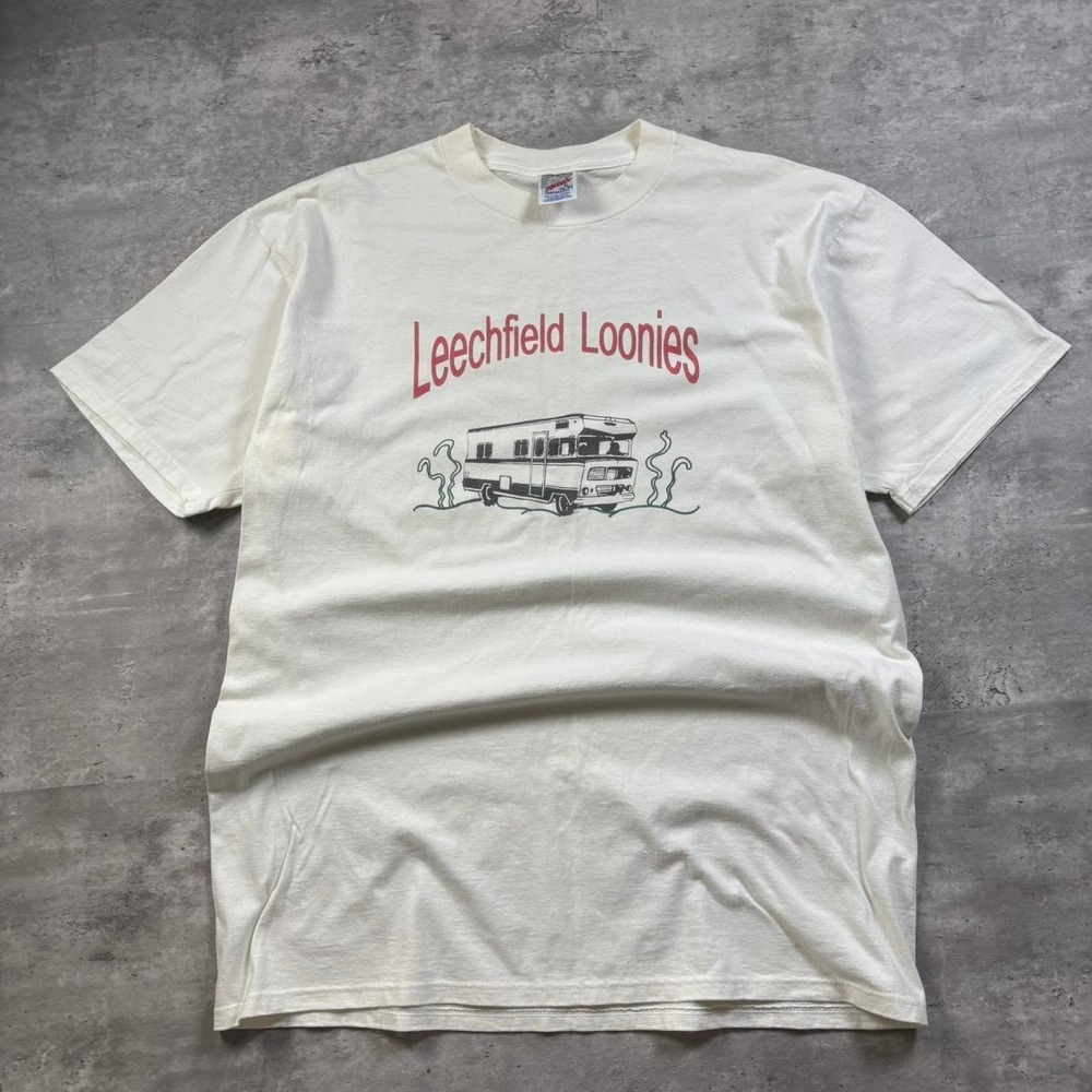 Jerzees T-Shirt Men XL White Excellent Vintage 90s Leechfield Loonies Band Tee